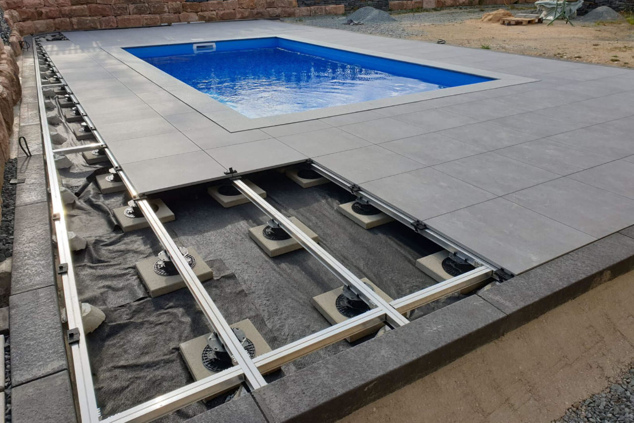 Aluminium Terrassen Unterkonstruktion ECOFIX für Keramik, Stein & Beton Platten
