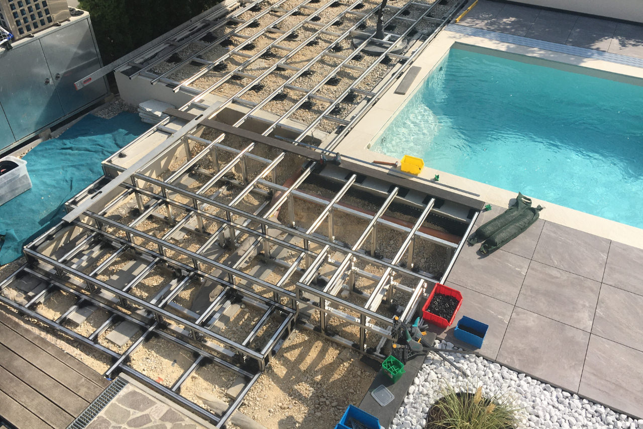 Aluminium Terrassen Unterkonstruktion ECOFIX für Holz und WPC-Dielen